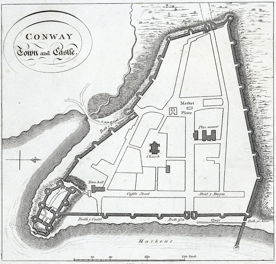 Foto fra Conwy, Wales – Conway Town and Castle.(Plan)