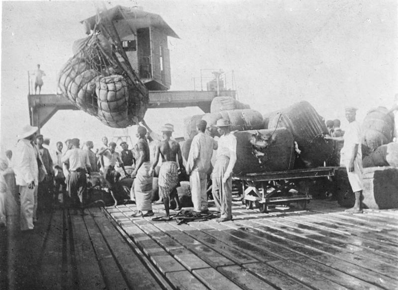 Foto fra Lomé, Togo: Bundesarchiv Bild 137-003033, Togo, Lomé, Verladen von Baumwollballen
