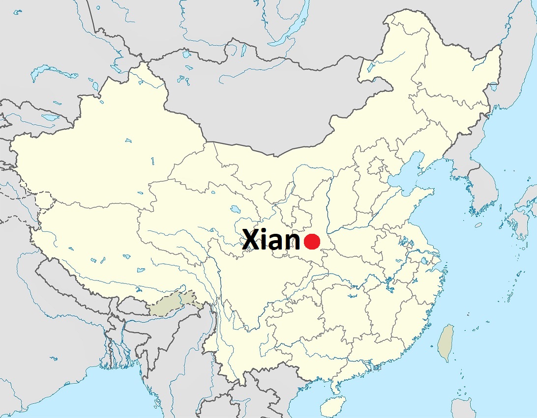 Foto fra Xi´an, Kina – Xian-location-MAP-in-Shaanxi-Province-in-China