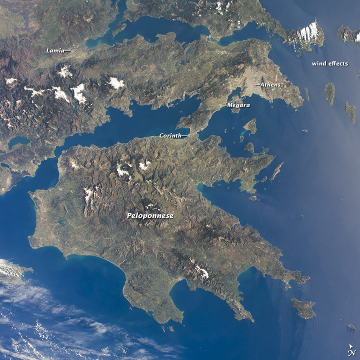 Foto fra Peloponnes, Hellas – The Peloponnese from ISS